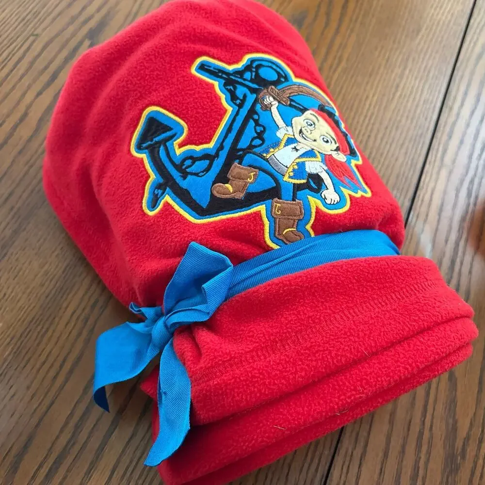 Disney Store Jake and the Neverland Pirates Red Embroidered Throw Blanket